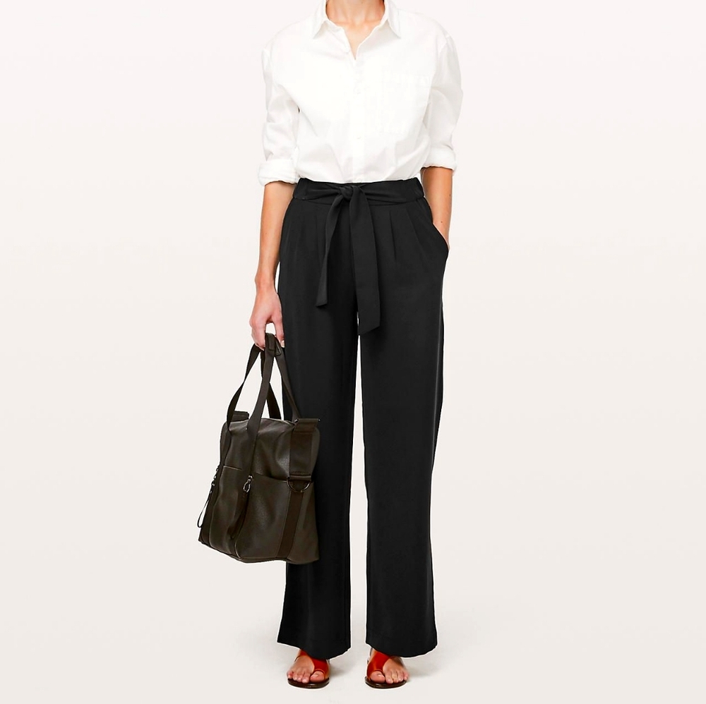 lululemon athletica Black High-Waist Wide Leg Tie Pants